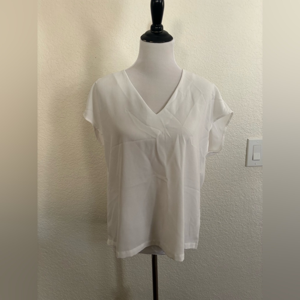 SHEIN Cream V-Neck Blouse